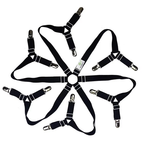 6 Seiten Einstellbar Elastisch Bettlakenspanner mit Metallklammern Criss Cross - Bild 1 von 3