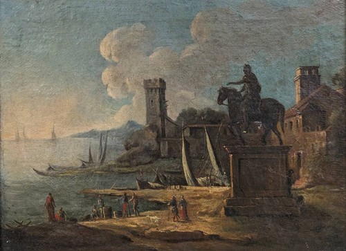 Coppia di marine, olio su tela - Fine XVII secolo - Foto 11 di 18