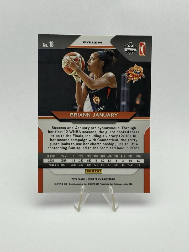 Briann January 2021 Panini Prizm WNBA Prizms Silver Connecticut Sun #18 - Image 2 of 2