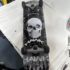 Hawk Complete Skateboard Black White Skull Gr...