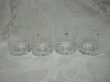 4 VINTAGE NWT SASAKI ELLESSEE Cut Crystal Double Old Fashion Glass DISCONTINUED