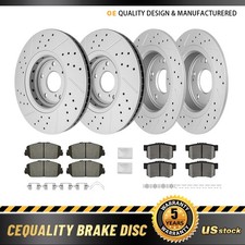 Front & Rear Drilled Disc Brake Rotors Brake Pads Kit for 2017 2018 Acura ILX