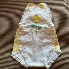 Vintage Healthtex Baby Girl Yellow Sunflower Romper size 18 month Made In USA