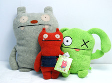 UGLY DOLL Plush 2003 Gray Jeero Classic  Jokingly Yours  Minimum Wage LOT READ