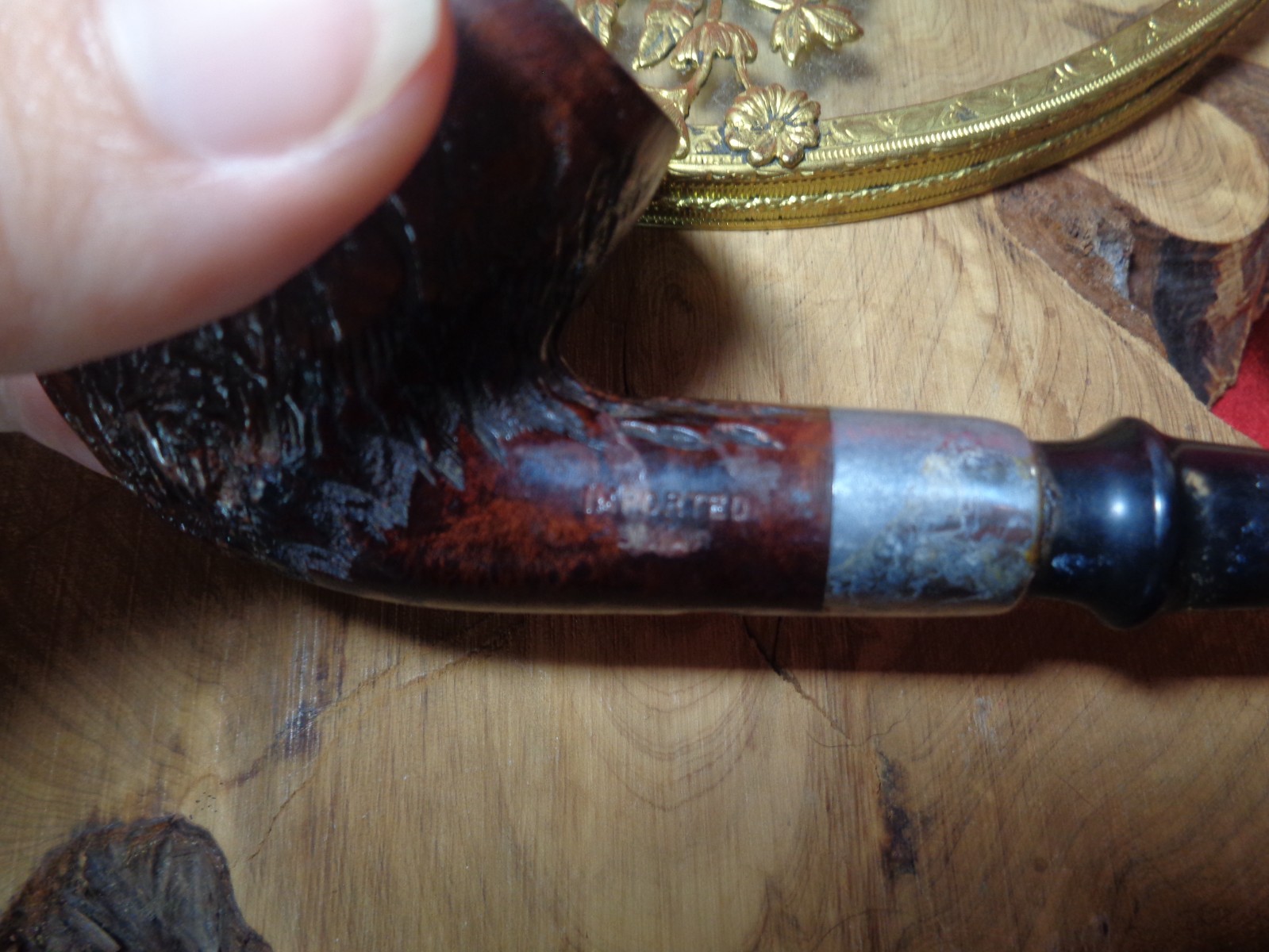 Vtg Rusticated Bent Billiard, imported briar, unstamped