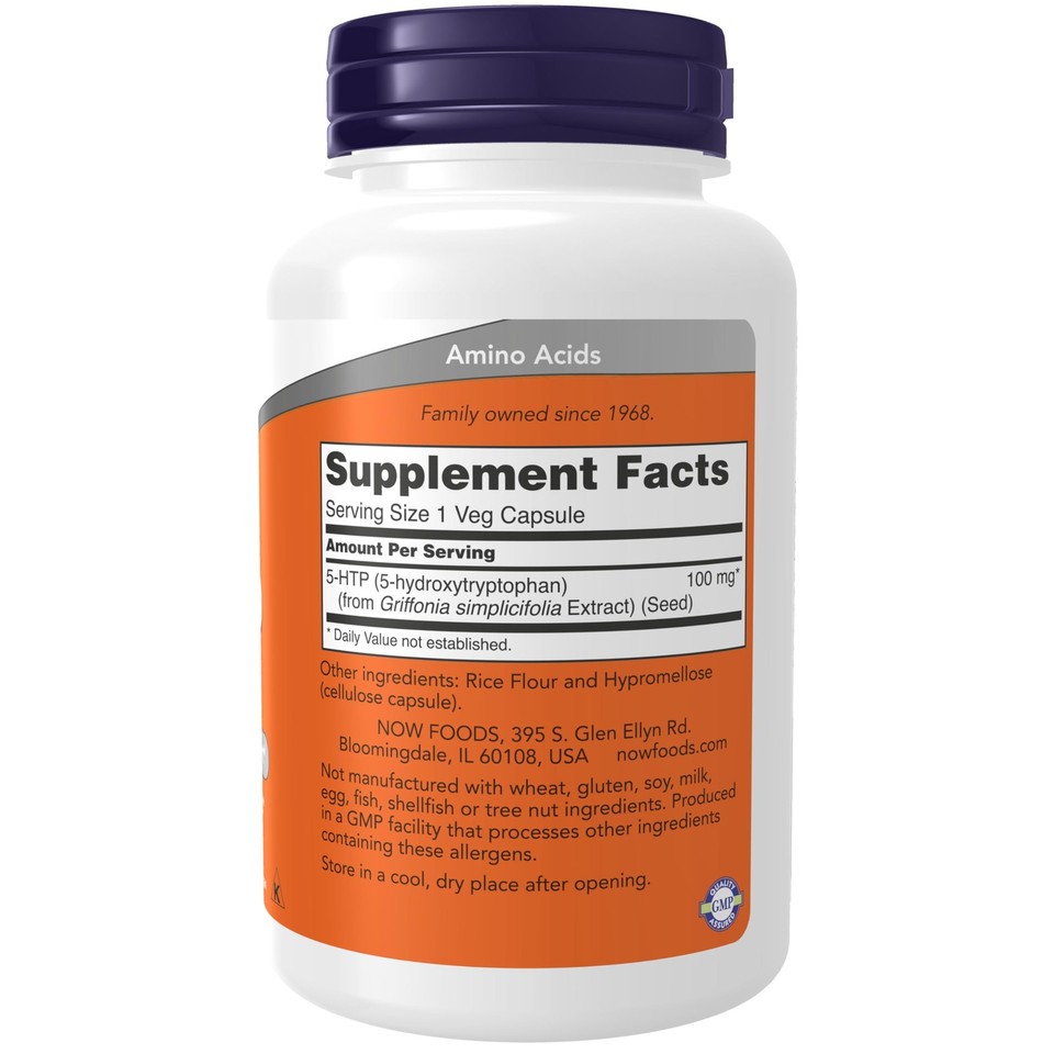 Now Supplements, 5-HTP (5-hydroxytryptophan) 100 120 Count (Pack of 1 ...