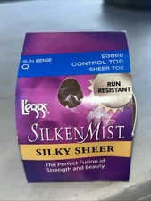2010 Leggs Silken Mist Silky Sheer Control Top Pantyhose Size Q Sun Beige NEW