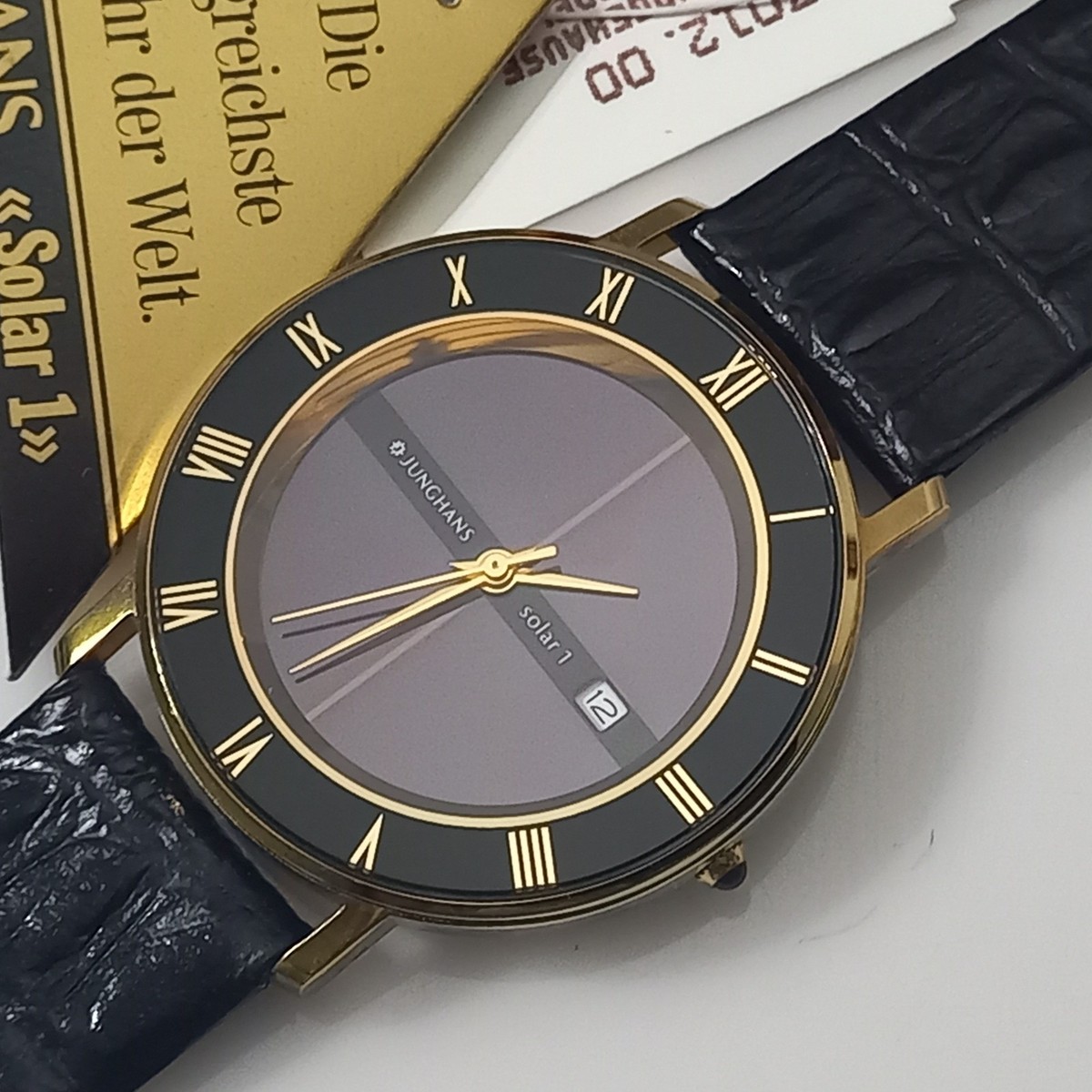 JUNGHANS ゴールド 置時計　新品デットストック超貴重品‼️西ドイツ製‼️ ELEGANT NOS 1990'S JUNGHANS SOLAR 1 REF: 24/7012 + BOX