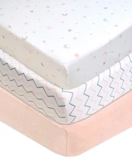 3 Pack Fitted Pack N Play Playard Sheet 27" x 39", Soft Breathable Neutral 10...