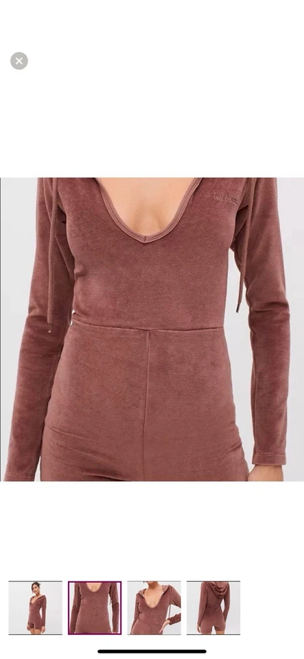 Urban Outfitters Pantalones Cortos y Manga Corta Mameluco/Mono/Traje de Gato Terciopelo Marrón Foto 2 de 4