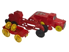 Vintage 1950s Auburn Rubber Co 8" STREET SWEEPER 10" ROAD GRADER SCRAPER TRACTOR