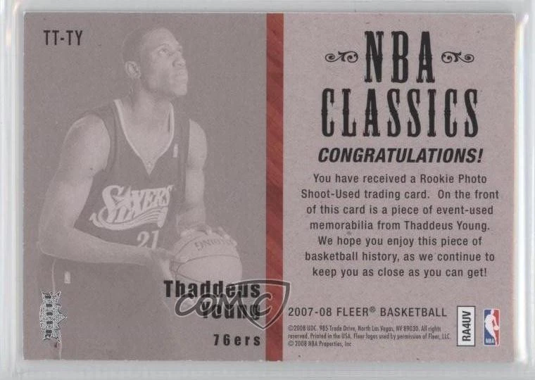 2007-08 Fleer NBA Classics Memorabilia Thaddeus Young #TT-TY Rookie RC - Image 2 of 2