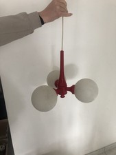 Lampe 70er Jahre Space Age Deckenlampe Rot Vintage 70s Sputnik Kunststoff Glas