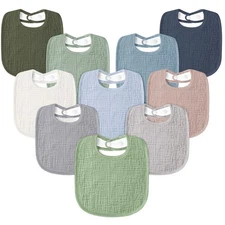 Susurration Muslin Baby Drool Bibs 10Pack Soft Square Adjustable Bandana Bibs