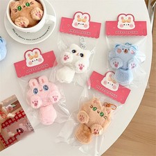 Cute Plush Long Tailed Cat Keychain Kawaii Cartoon Doll Toy Bag Pendant Key Ring