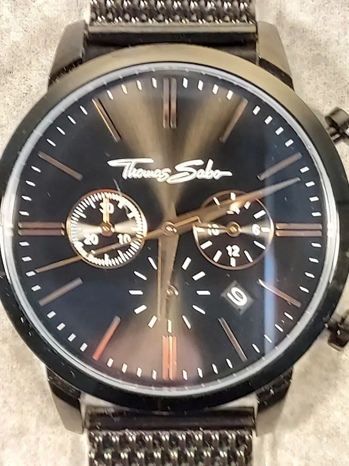 Thomas Sabo Men's Rebel Spirit Black Stainless-Steel Watch WA0247 New Battery - Image 3 of 4