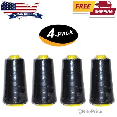 (4 Pcs) 2500 Yard Each Spools BLACK Sewing Thread All Purpose 100% Polyester-New