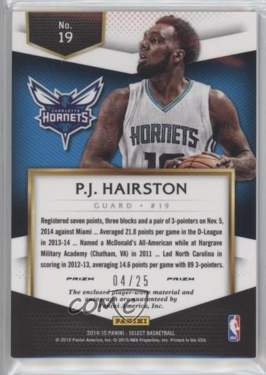 2014-15 Panini Select Rookie Jersey Tie-Dye Prizm /25 PJ Hairston #19 Auto RC - Image 2 of 2