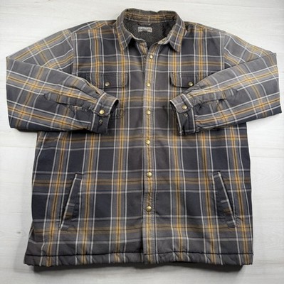 Carhartt Sherpa Quilt Lined Jacket Snap Button Plaid Insulated Faded Work 3XL
