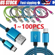 Braided USB to Type-C Fast Charging Data SYNC Charger Cable Cord 3/6/10FT Lot