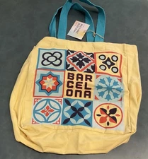 Barcelona Multicolored Reusable Tote Bag 16” X 16” X 5” Shopping Bag NWT