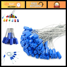 100 Tamper Proof Security Cable Seals - Numbered Pull Tight Steel Wire Tags for