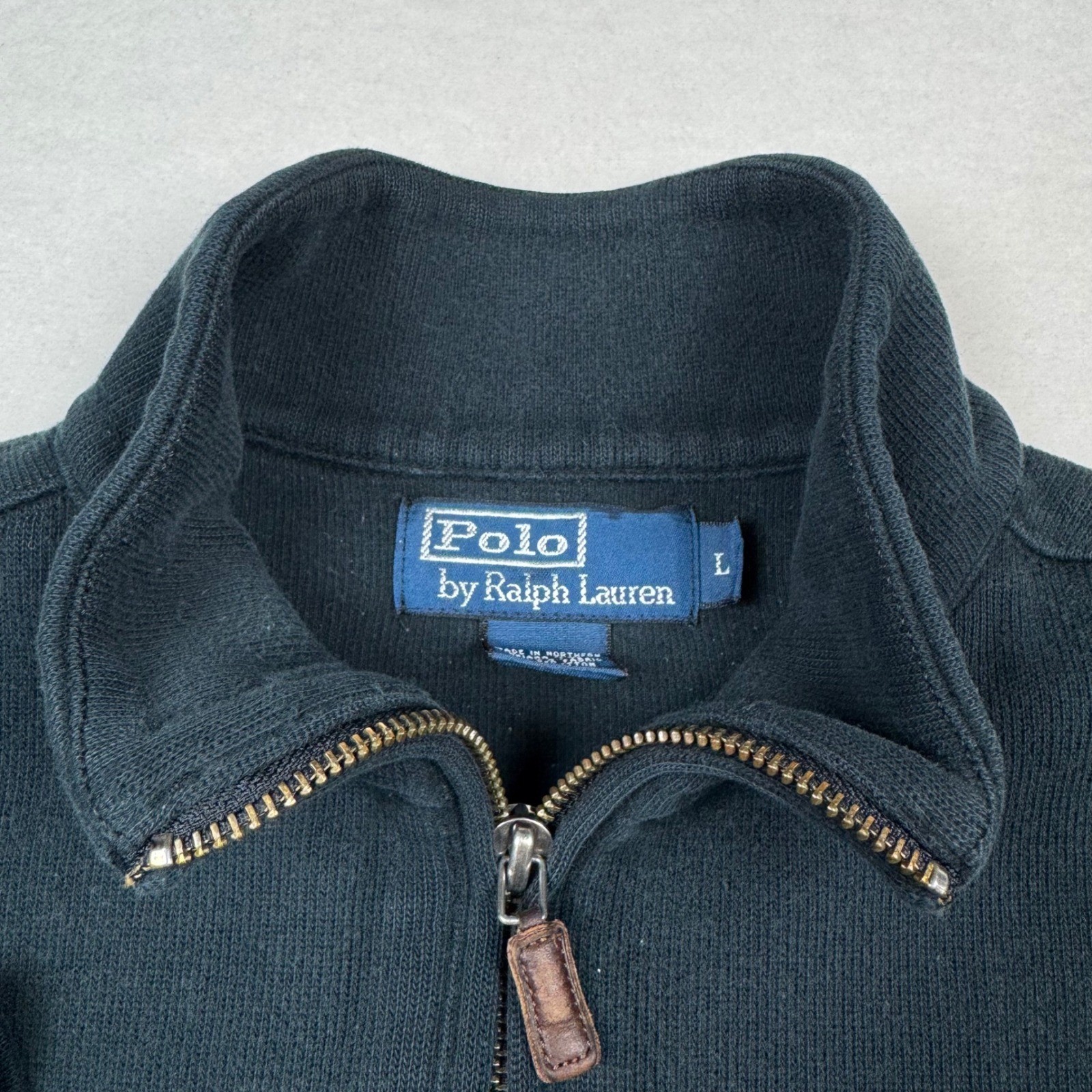 Polo Ralph Lauren 1 4 Zip Pullover Felpa Uomo L Nero Pony Logo Cotone