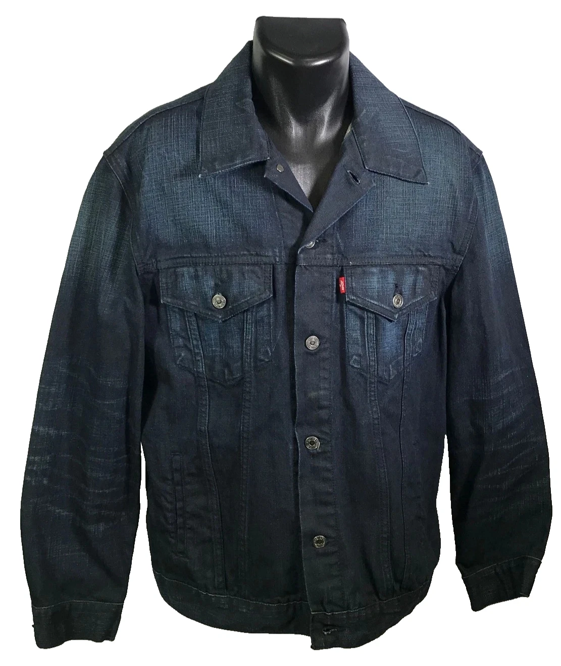 EUC - LEVI'S STEEL Navy Long Sleeve Button DENIM Coat/Jacket Men - Size XL
