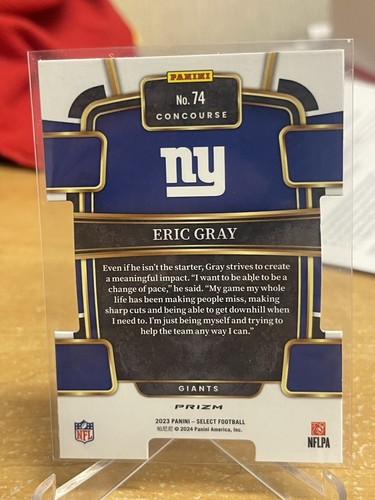 2023 Panini Select #74 Eric Gray Concourse Die Cut Red Yellow Rookie Giants RC - Picture 2 of 2