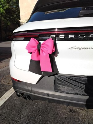 Removable bow tie car rear trunk extra large car exterior decoration Purple