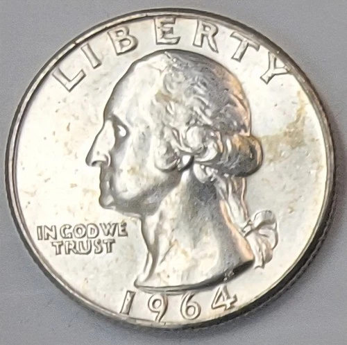 1964 Washington Quarter - circulated, ungraded condition - 90% - Business Strike