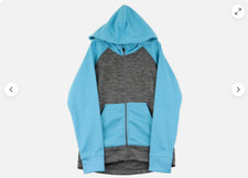 HEAD Girls Full Zip Hoodie Jacket Flint Grey Heather/Blue , X-Small 5/6 NWT