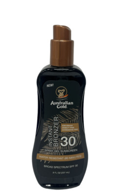 Australian Gold Instant Bronzer Spray Gel Sunscreen SPF30 (8oz / 237mL) NEW