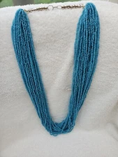 Vintage Multi Strand Handmade Glass Seed Bead Necklace 31 Inches Long