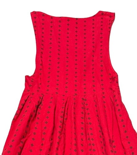 RED COTTON COTTAGE CORE MAXI DRESS SIZE M SCOOP COLLAR SIDE BUTTONS WOMENS - Imagen 4 de 6