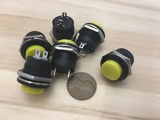 6 Pieces Yellow small N/O Momentary 16mm push button Switch round 12v on off C6