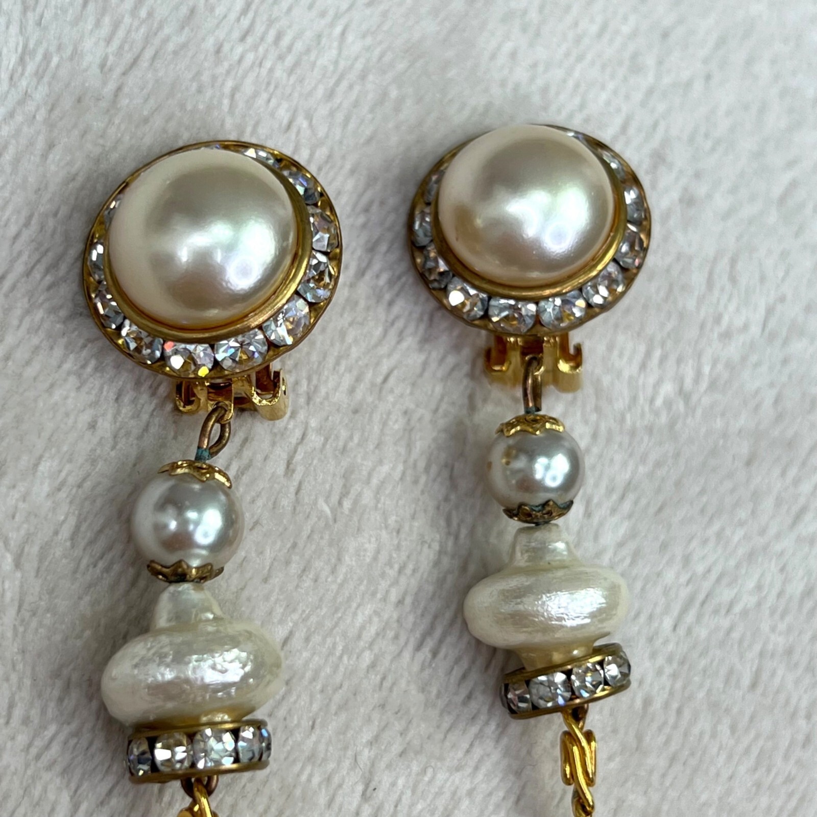 Rhinestone Pearl Drop Dangle Statement Earrings F… - image 3