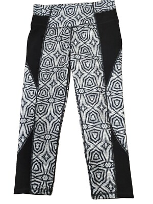 Athleta Cropped Leggings Black White Capri Mid-rise Women's Small