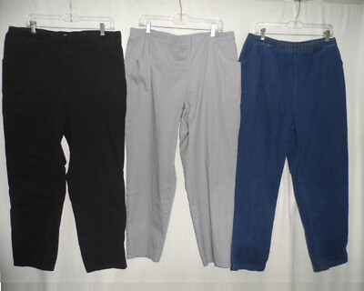 Plus Sze 2X 18 20 W Avg Black Gray Stretch Jean Denim Pant Pull-on Elastic Waist