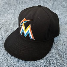 Miami Marlins Hat New Era 5950 Fitted 7 1/8 MLB Baseball Cap USA Made On Field