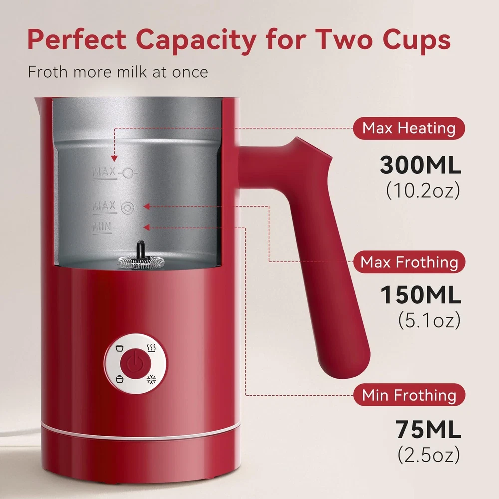 Milk Frother and Steamer 4 IN 1 Electric Milk Frother 10.2oz/300ml Automatic ...