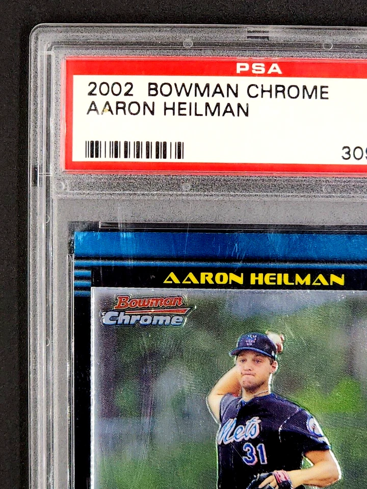 Bowman Chrome #303 2002 Aaron Heilman radiocontrol novato PSA 9 como nuevo POP 7 *Solo 1 superior* Foto 4 de 4
