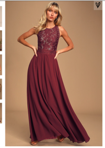 burgundy lace maxi dress