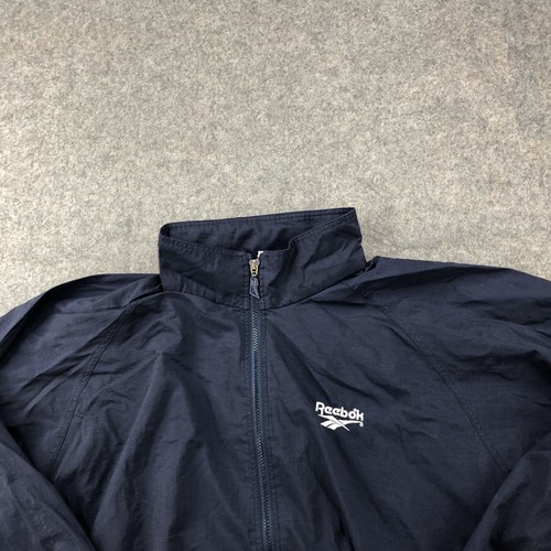 Vintage Reebok Jacket Mens XL Blue Windbreaker Track Spell Out Embroidered * - Picture 5 of 12