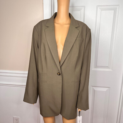 New CALVIN KLEIN Sage Green Polyester Stretch Blend Mid Length
