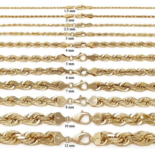 14k Yellow Gold Solid Diamond Cut Rope 
