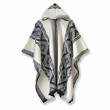 Lightweight BABY ALPACA Wool Hooded Poncho Pullover UNISEX Handmade in Ecuador