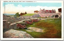 Ticonderoga New York NY, General View of Old Fort, Canon, Vintage Postcard
