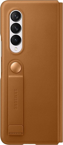 SAMSUNG Etui en Cuir avec Rabat Marron Clair Galaxy Z Fold 3 - Photo 3 sur 8