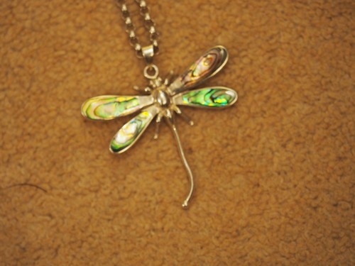 Large dragonfly necklace with mother of 
